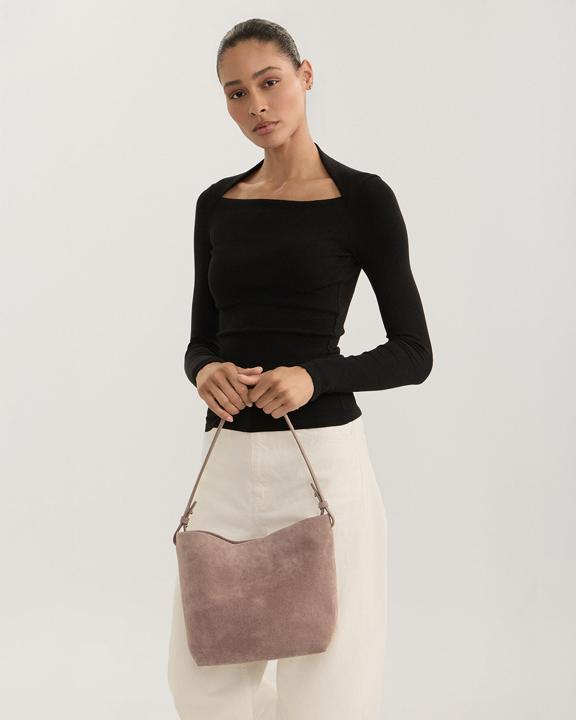 Nostra Suede Crossbody Bag with Interior Organizer and Matching Pouch - Image 8
