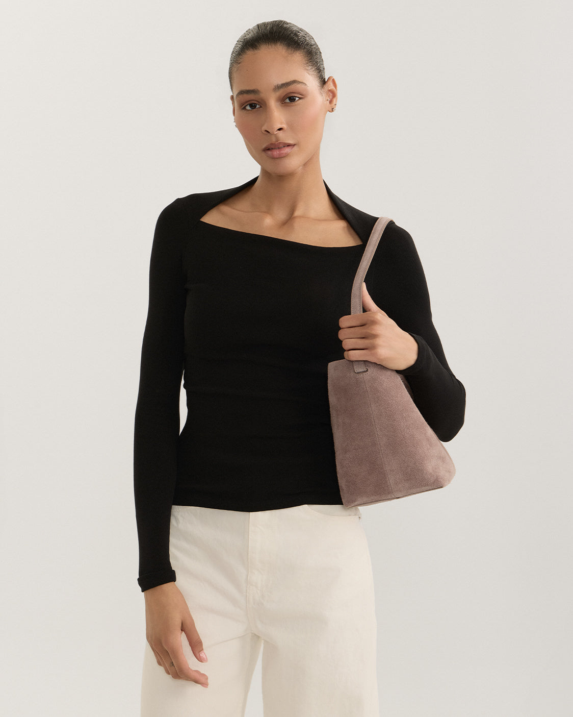 Nostra Suede Crossbody Bag with Interior Organizer and Matching Pouch - Image 9