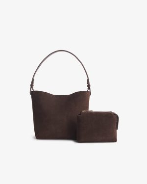 Nostra Suede Crossbody Bag with Interior Organizer and Matching Pouch