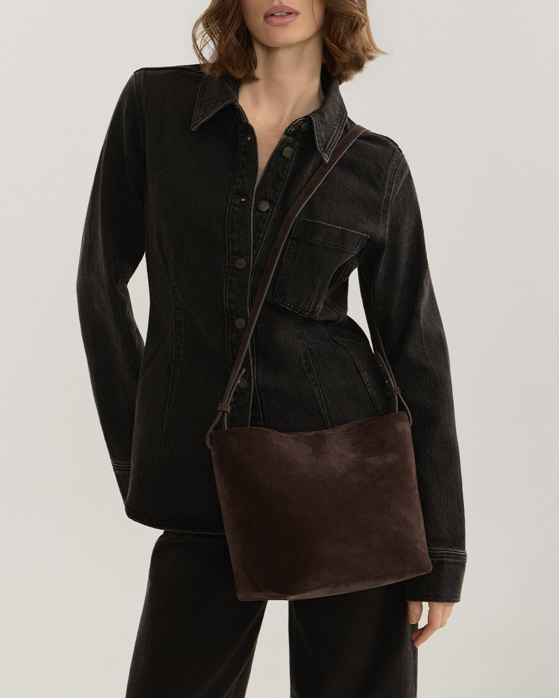 Nostra Suede Crossbody Bag with Interior Organizer and Matching Pouch - Image 3