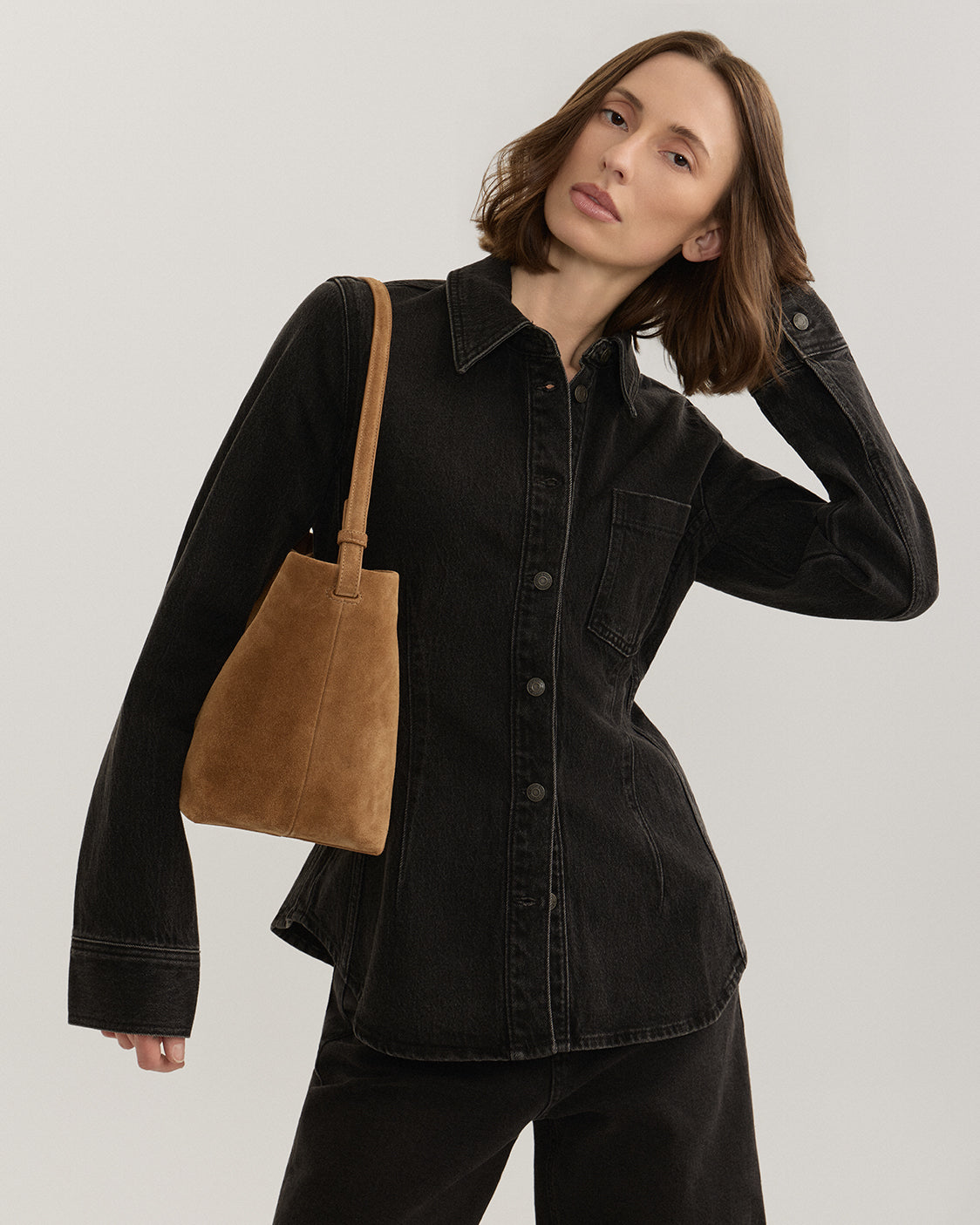 Nostra Suede Crossbody Bag with Interior Organizer and Matching Pouch - Image 16